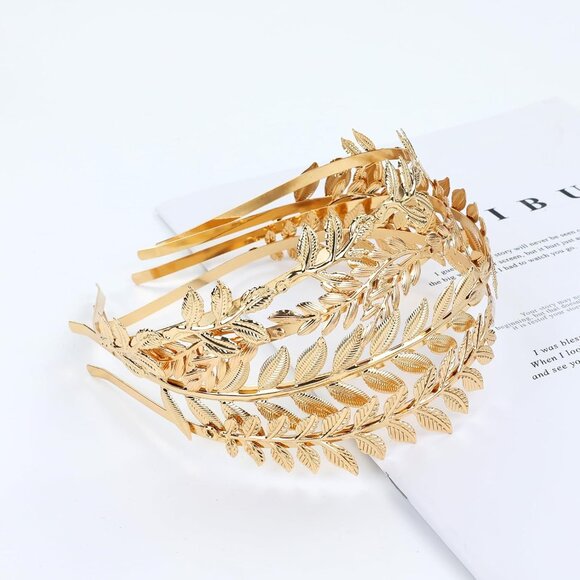 8 Pcs Gold Metal Headbands Women Girls Teens Elegant Leaf Butterfly Flowers Jewe - Picture 7 of 8
